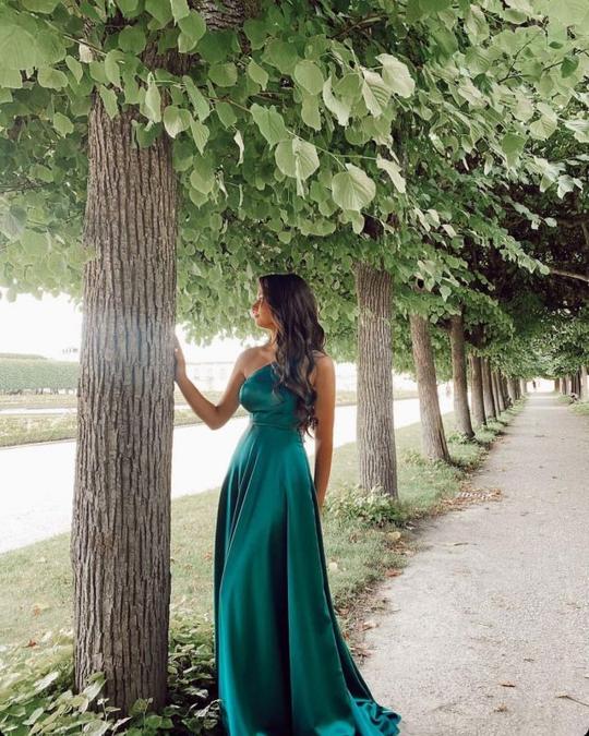 Asymmetrical One-Strap Satin Prom Dress  C548