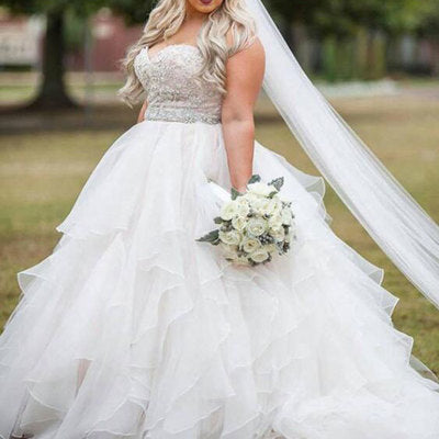 Plus Size Bridal Gown Prom Dresses with Appliques  C496