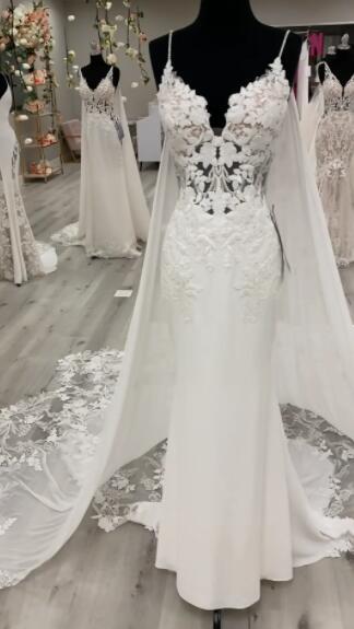 Spaghetti Straps Prom Dresses Bridal Gown with Lace C486