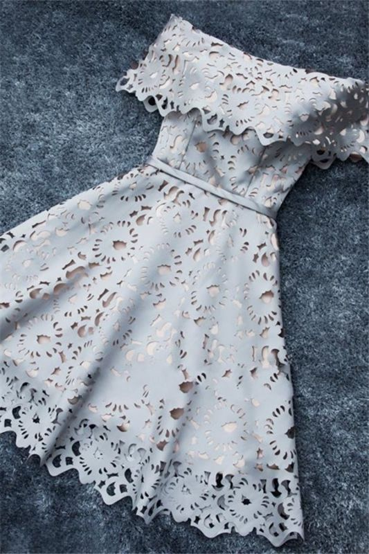 Simple Lace Custom Made A-line Off The Shoulder Sexy Short Homecoming Dresses c3278