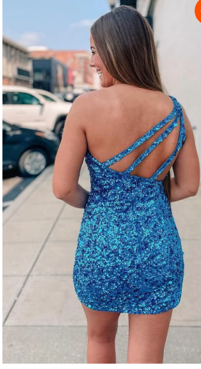 Cute white sequin homecoming dresses one shoulder mini dress c3275