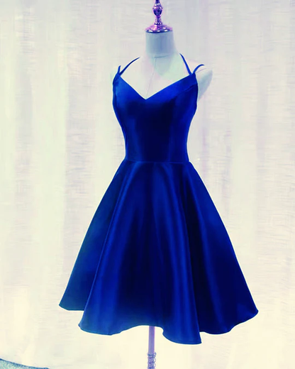 Cute A Line Satin Dresses Short Party Dress Simple Homecoming Dress c2905