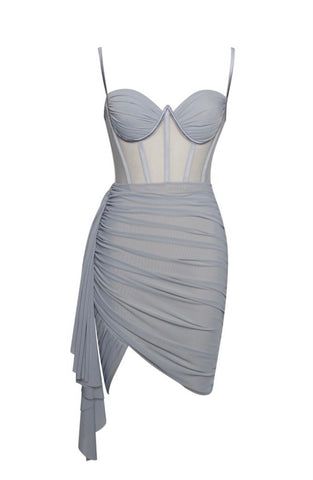 Ruched Bustier Corset Mesh Dress Coral Pink Wrap Homecoming Dress cc51