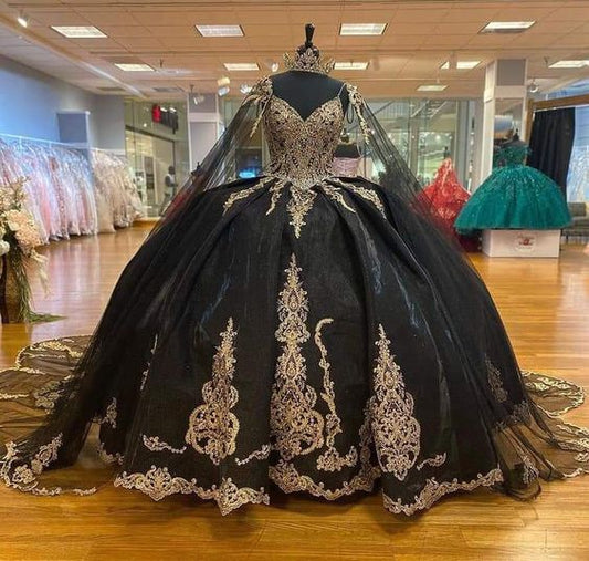 Black Tulle Lace Ball Gown Princess Dress Charming Sweet 16 Dress cc476