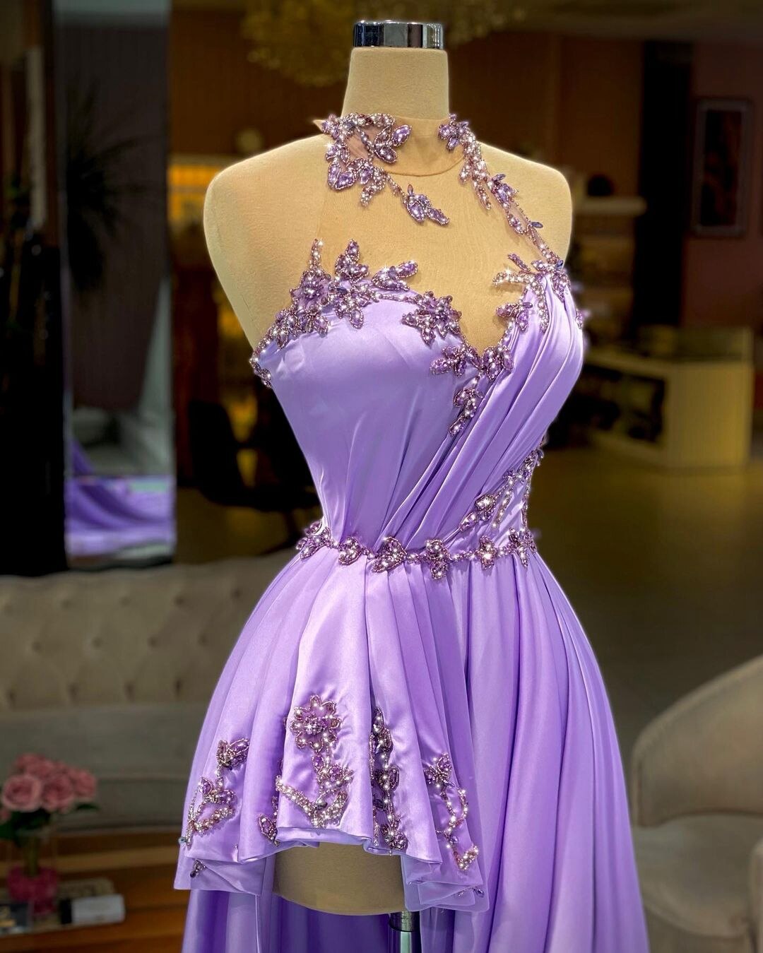Purple Evening Gown Appliques Prom Dresses  C571