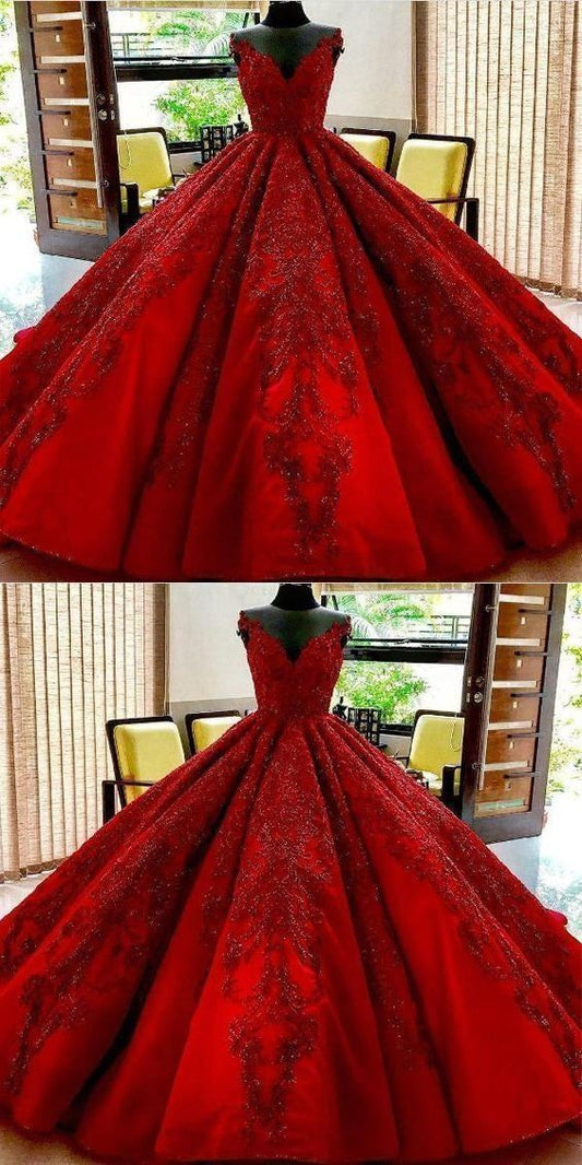 A-line Lace Embroidery Ball Gown Luxurious Ball Gown cc227