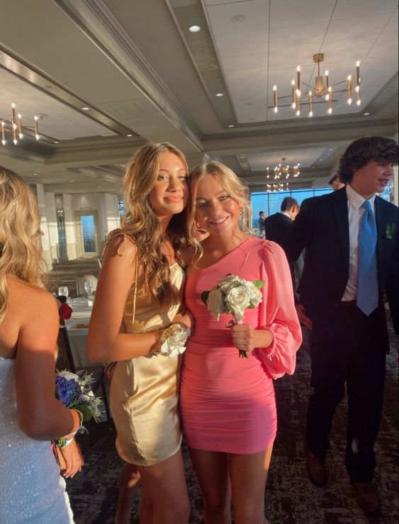 Pink One Sleeve Birthday Party Dress Tight Wrap Dress Cute Homecoming Dress c3326