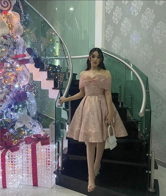 A line bare shoulders homecoming dress special occasion dresses c3311