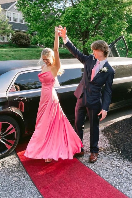 Simple Pink Long Prom Dress Formal Dress cc129