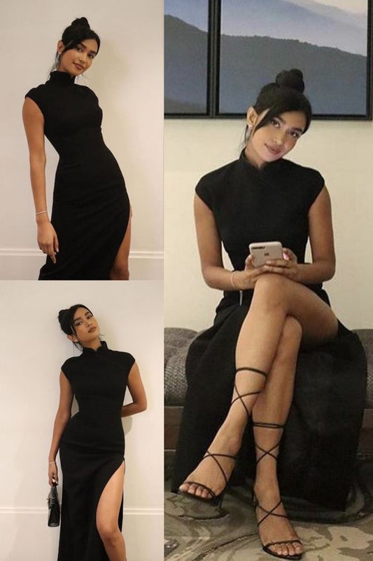 Black Simple Long Evening Dress Elegant Prom Dress cc153