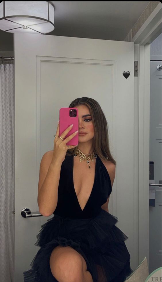 Halter Neck Black Deep V Neck Party Dress Sexy Party Dress cc177