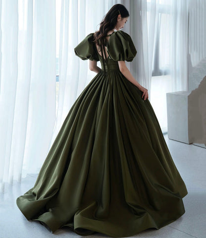 Green Satin Long Prom Dress , New Arrival Evening Dress C1825