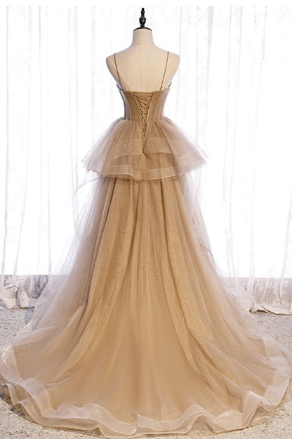 Cute tulle long A line prom dress evening dress  C1859
