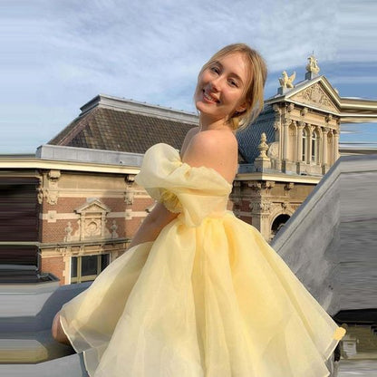 Vintage Cute Classic Off-the-shoulder Mini Princess Dress Cute Party Dress c2935