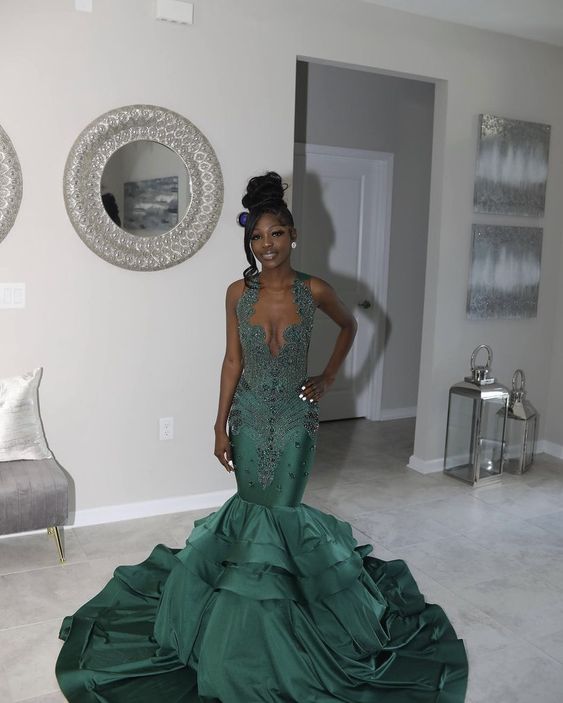 Mermaid Long Prom Dress Green Evening Dress New Arrival Formal Dress  cc339
