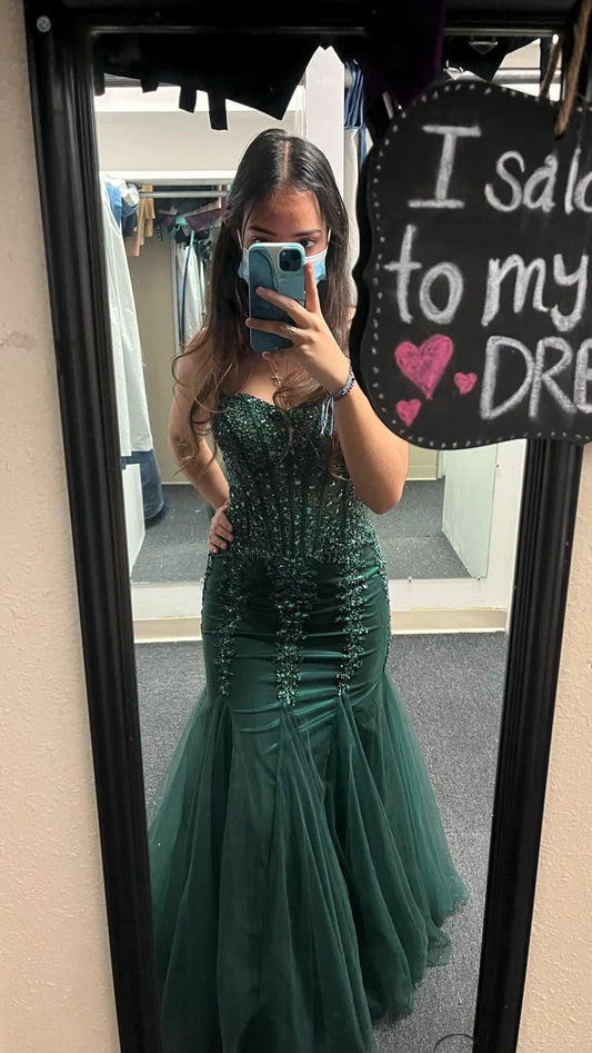 Elegant Green Mermaid Prom Dress Charming Evening Dress cc454