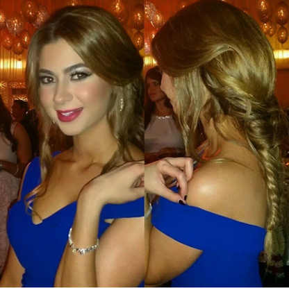 Sexy Off The Shoulder Long Royal Blue Mermaid Evening Dress With Slit C1614