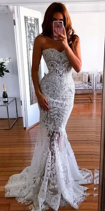 White Prom Dresses Mermaid Evening Dress C2010