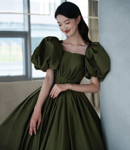 Green Satin Long Prom Dress , New Arrival Evening Dress C1825