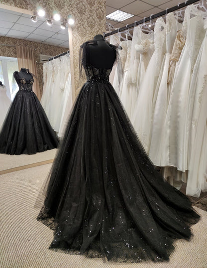 Tulle Black Party Dress Prom Evening Dress C1525