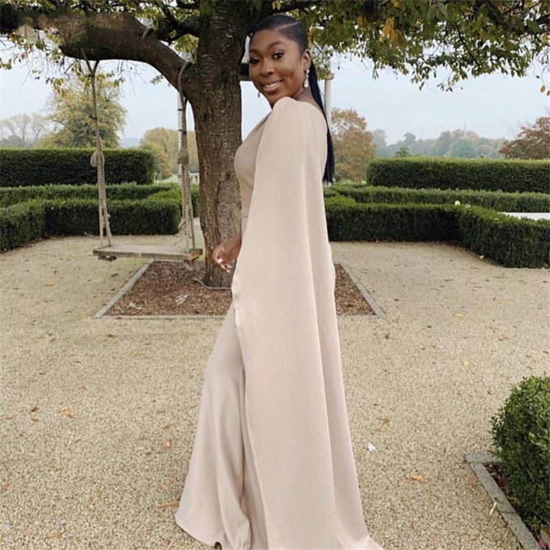 Simple Mermaid Evening Dresses With Cape African One Shoulder Floor Length Prom Dress Party Gown C2266