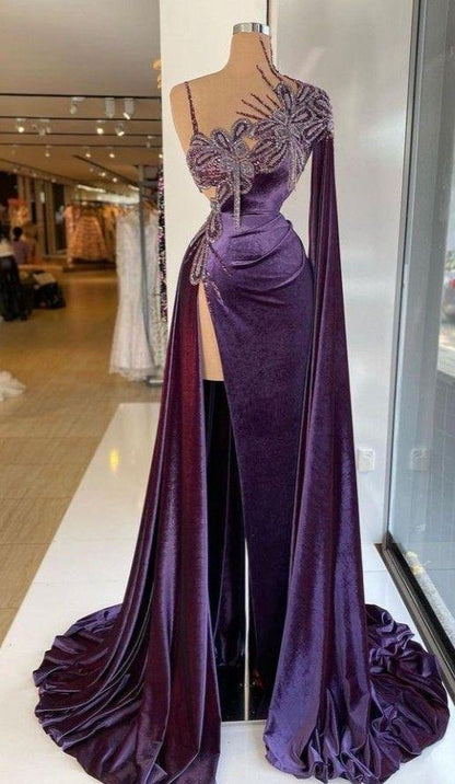 Gorgeous Purple Long Prom Dress With Split C2316