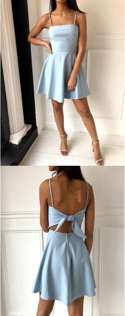 Spaghetti Straps Short Homecoming Dresses with Tie up   C1141