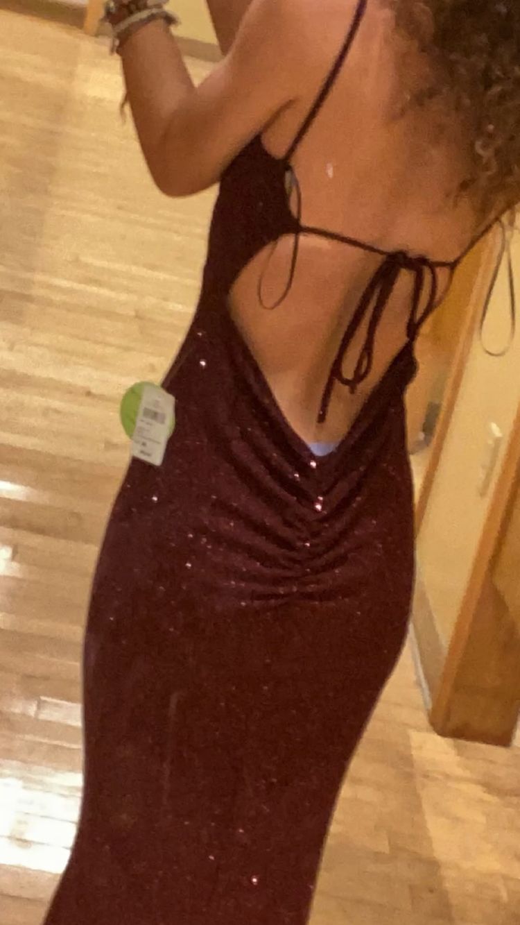 Sexy Burgundy Spaghetti Straps Low Neck Prom Dresses with Cross Back C1794