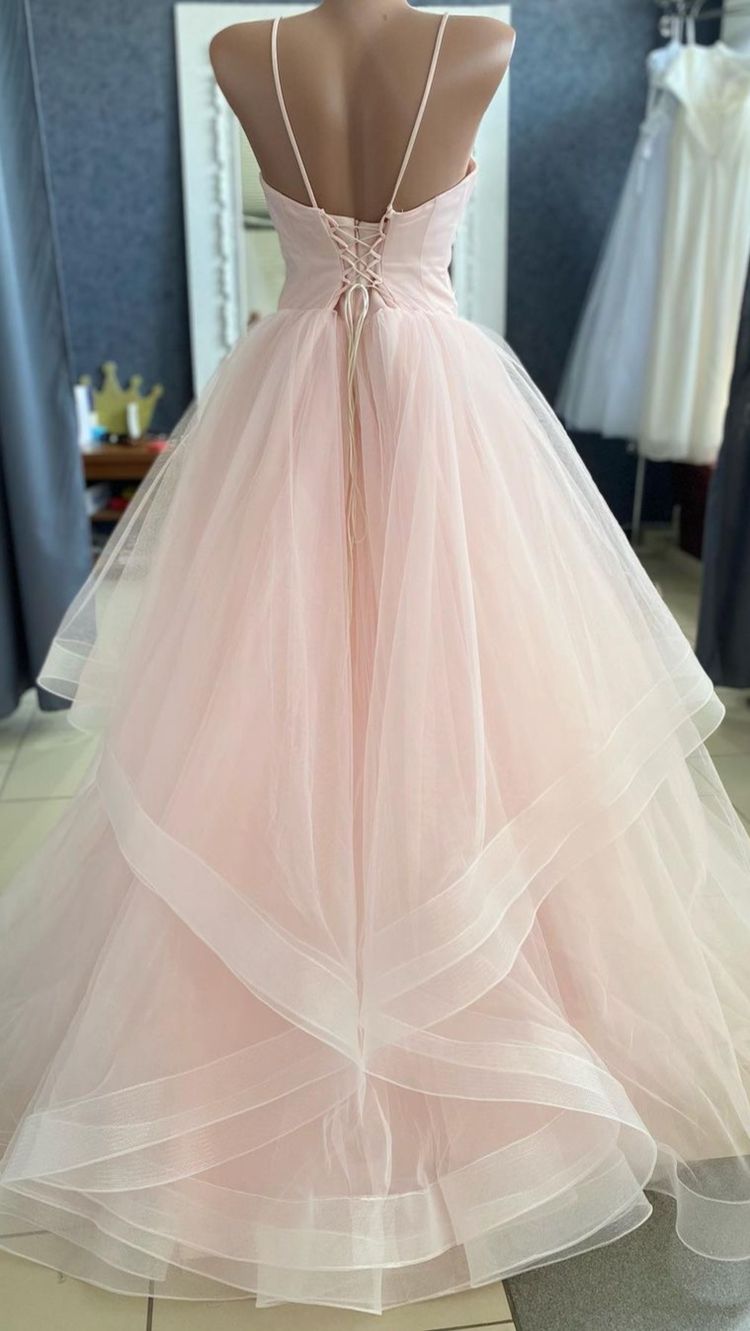 Pink Tulle ball gown prom dresses C1262