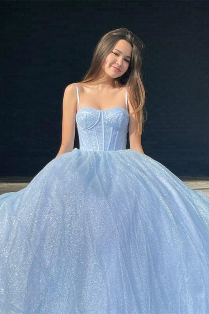 A-Line Lavender/Light Blue/Pink Straps Long Formal Dress Charming Prom Dress C2271