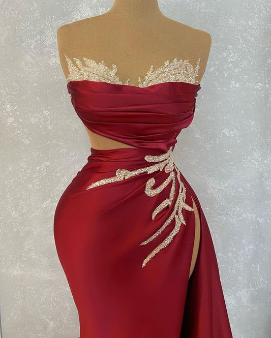 Mermaid Unique Evening Dresses With High Split C1760