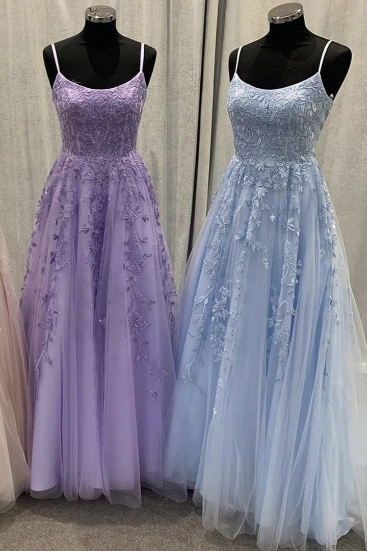 Elegant tulle lace long A line prom dress evening dress  C1326