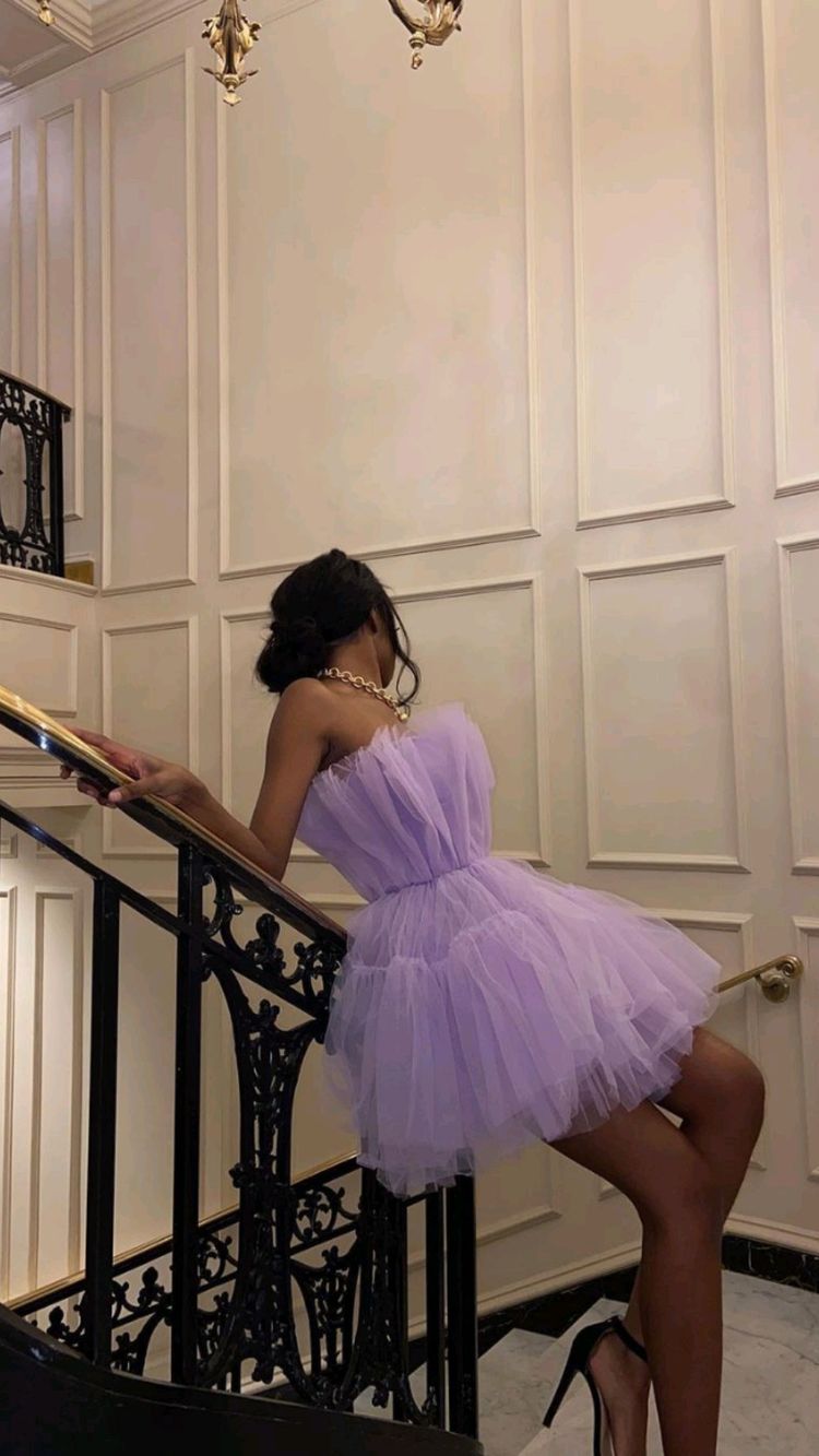 Short purple Homecoming Dresses C736