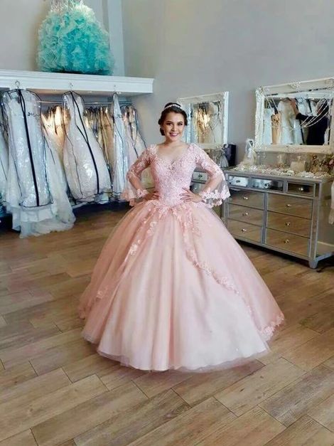 Pink Lace Ball Gown , Charming Prom Dress C1803