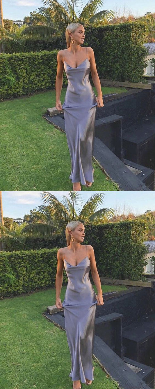 Spaghetti Strap V-neck Sleeveless Long Prom Dress C2213