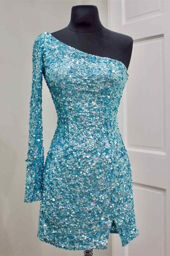 one sleeve party dress for homecoming dress  C1029