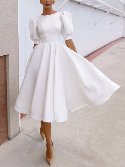 White Dress with Hollow Back Short Prom Dress , Somple Party Dress C2160