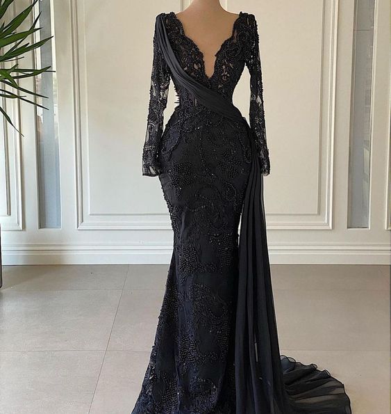 Black Long Prom Dress evening Formal Dress   C1720