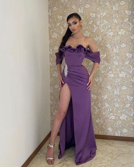 Purple long evening dress Prom Dress C2328