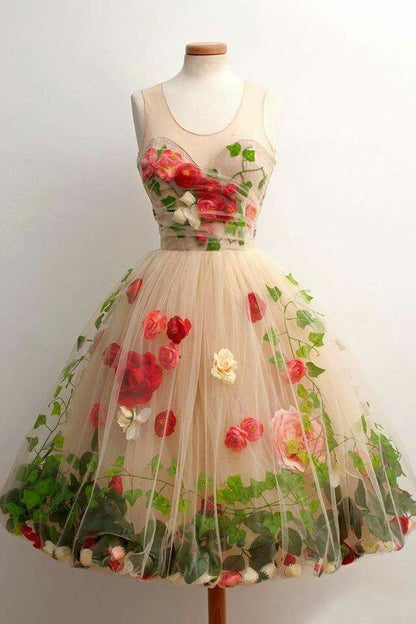 Unique Prom Dress,Floral Prom Dress,Fashion Homecoming Dress,Sexy Party Dress,Custom Made Evening Dress C2027