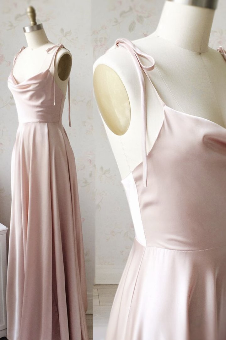 Simple satin long A line prom dress evening dress C1320