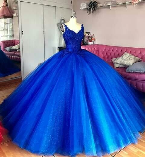 A-Line Royal Blue Prom Dress Sweet 16 Dress  Ball Gown C2171