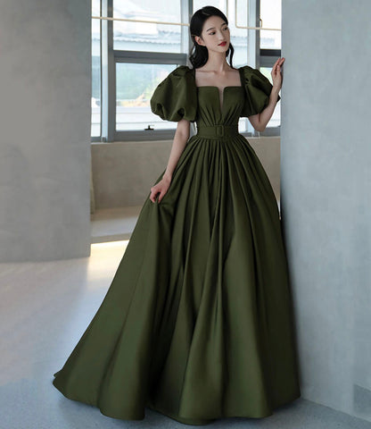Green Satin Long Prom Dress , New Arrival Evening Dress C1825