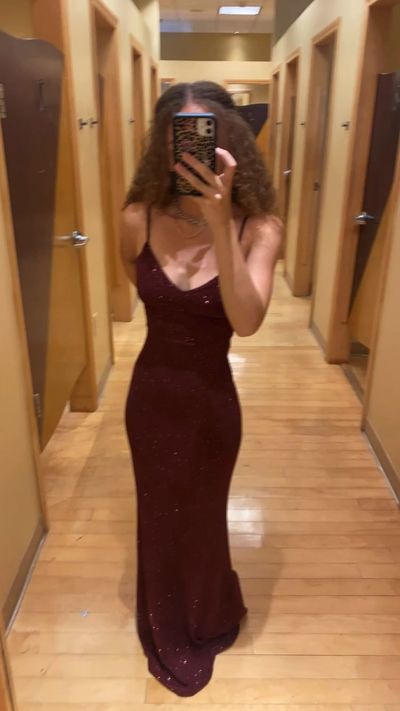 Sexy Burgundy Spaghetti Straps Low Neck Prom Dresses with Cross Back C1794