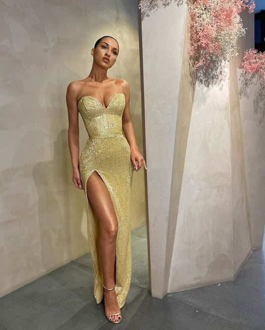 Mermaid Side Split Party Night Prom Dress C2225