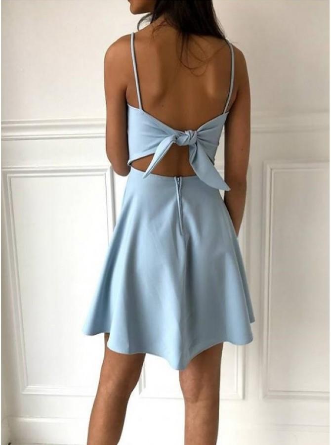 Spaghetti Straps Short Homecoming Dresses with Tie up   C1141