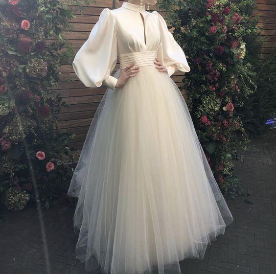 Long Sleeves Tulle Prom Dress , Chic Prom Dress C1967