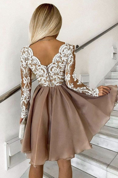 Cute lace short prom dress A line party dress  C1342