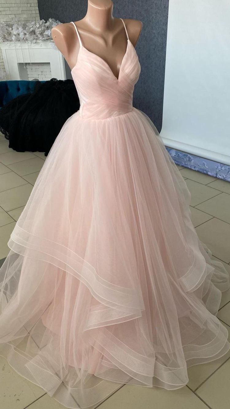 Pink Tulle ball gown prom dresses C1262