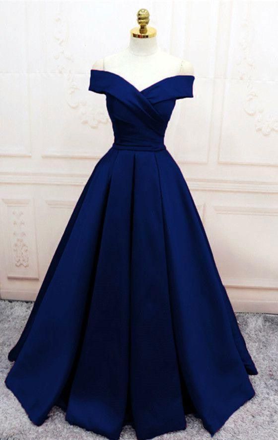 Simple satin long prom dress, off the shoulder formal dress C2011